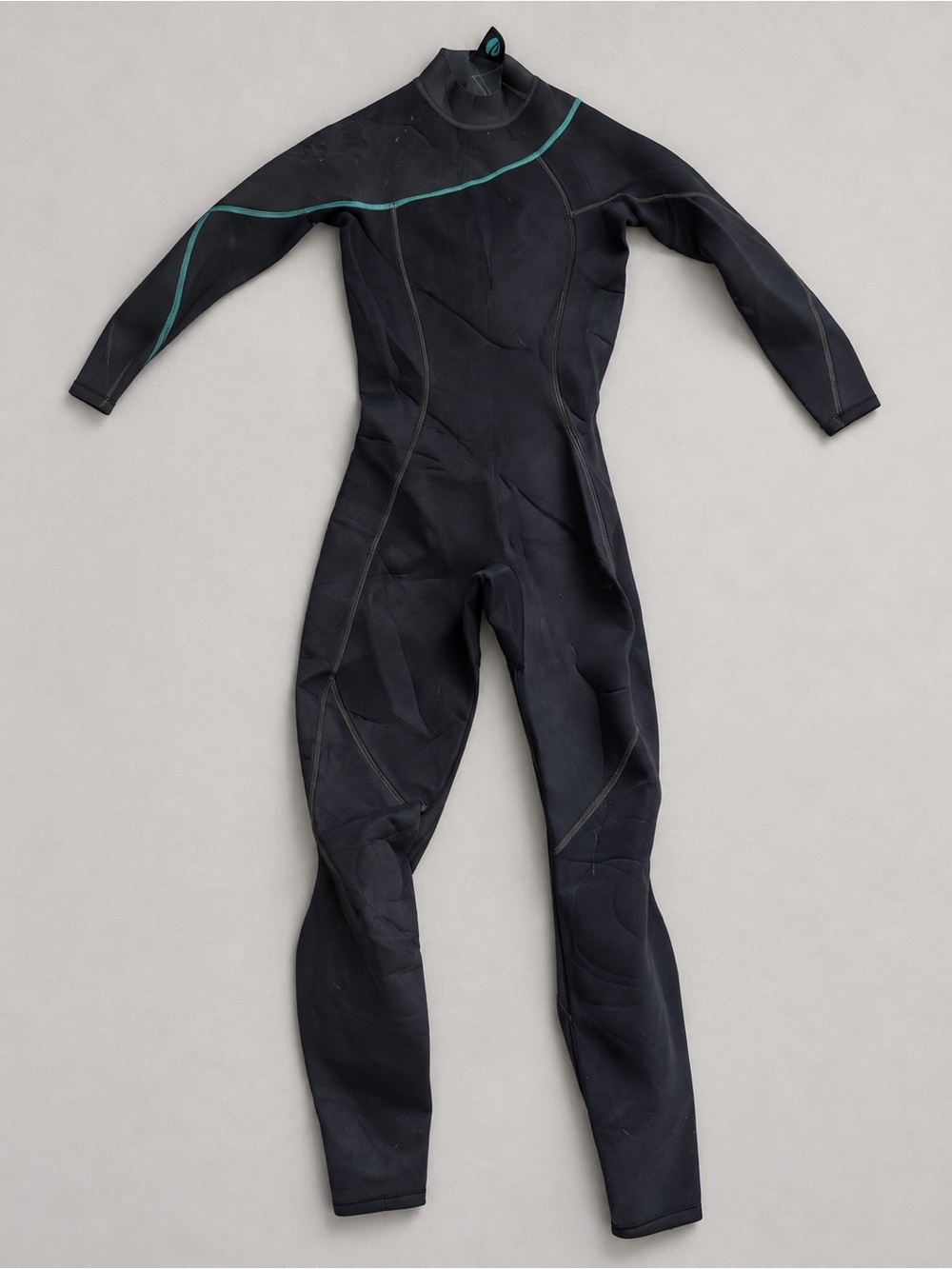 Women's Black Full-Body Swim Wet Suit with Teal Accent